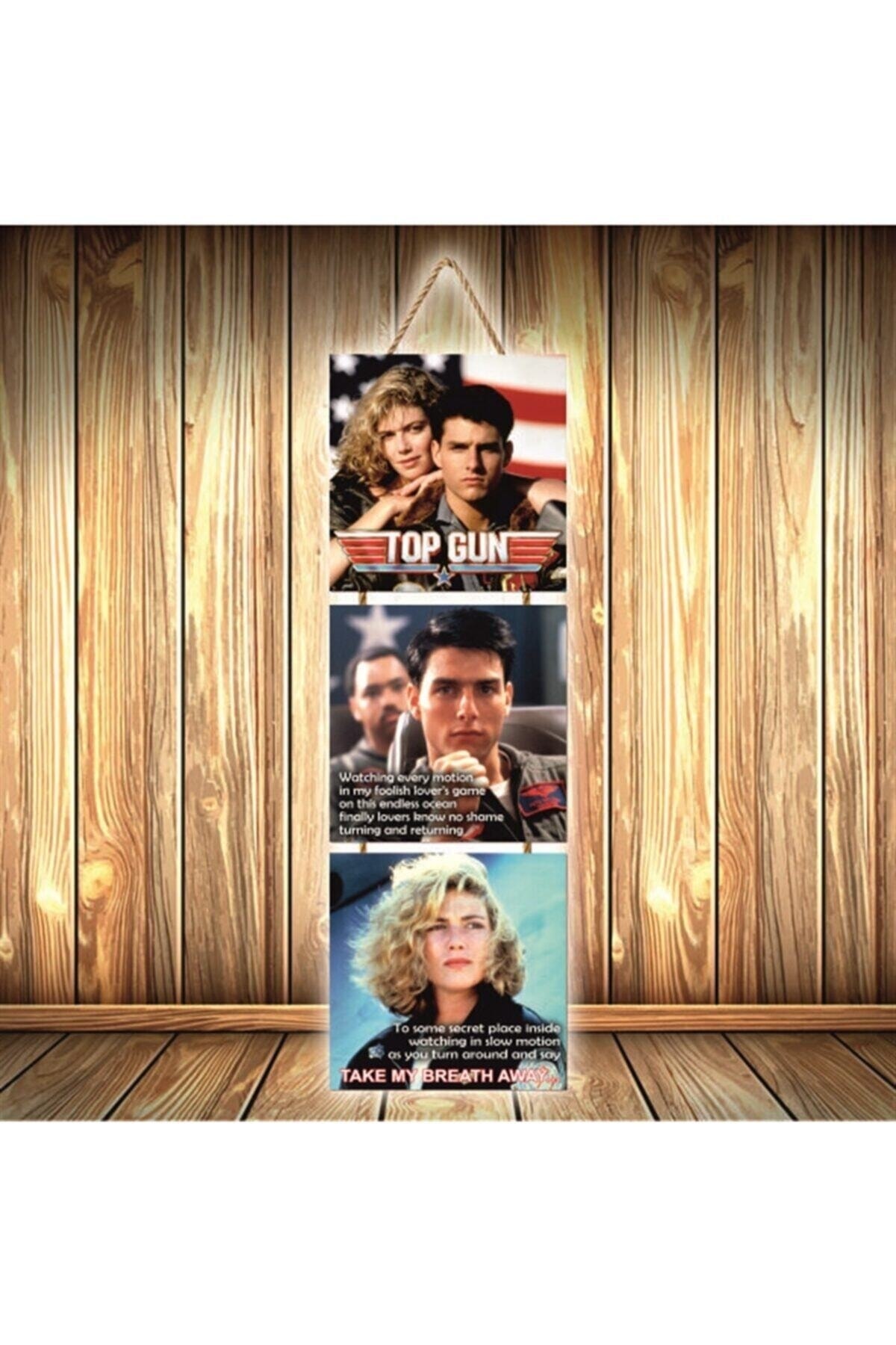Triple Retro Wooden Poster with Top Gun Design Ü348