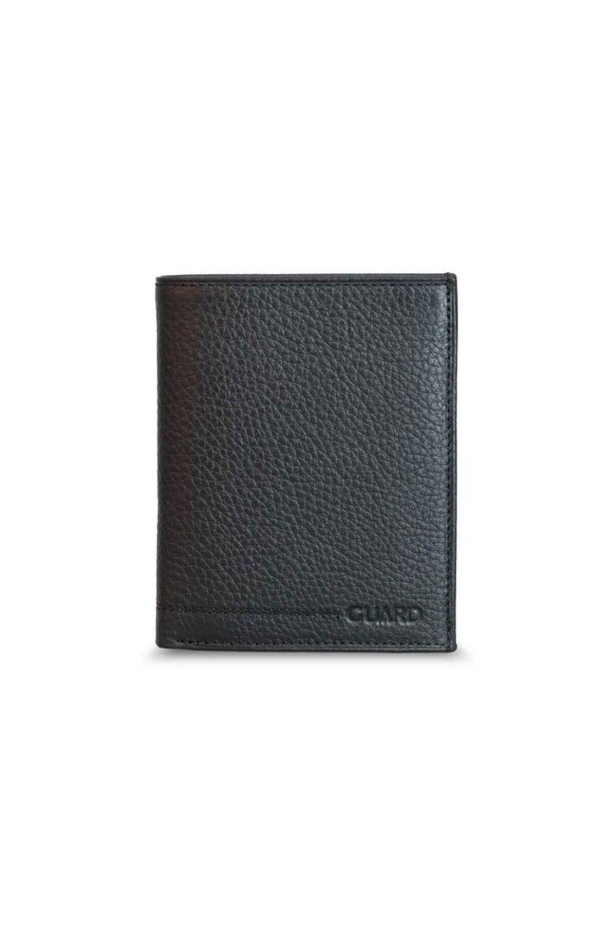 GUARD-Multi-Compartment Vertical Black Leather Men's Wallet 1