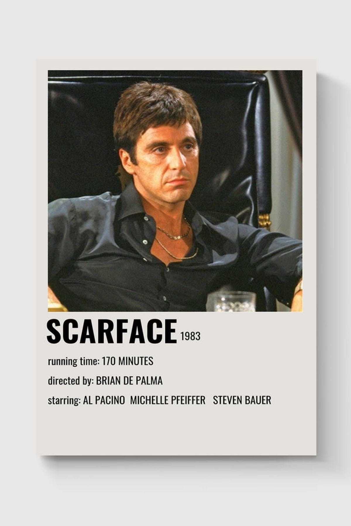 DuoArt Scarface Film Info Card Bilgi Kartı Minimalist Poster