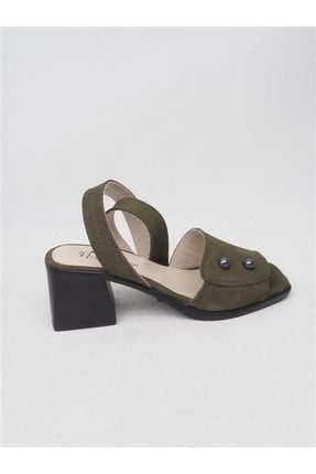 Haki Yeşil Nubuk Hakiki Deri Kadın Sandalet Chelsy P7828S6360