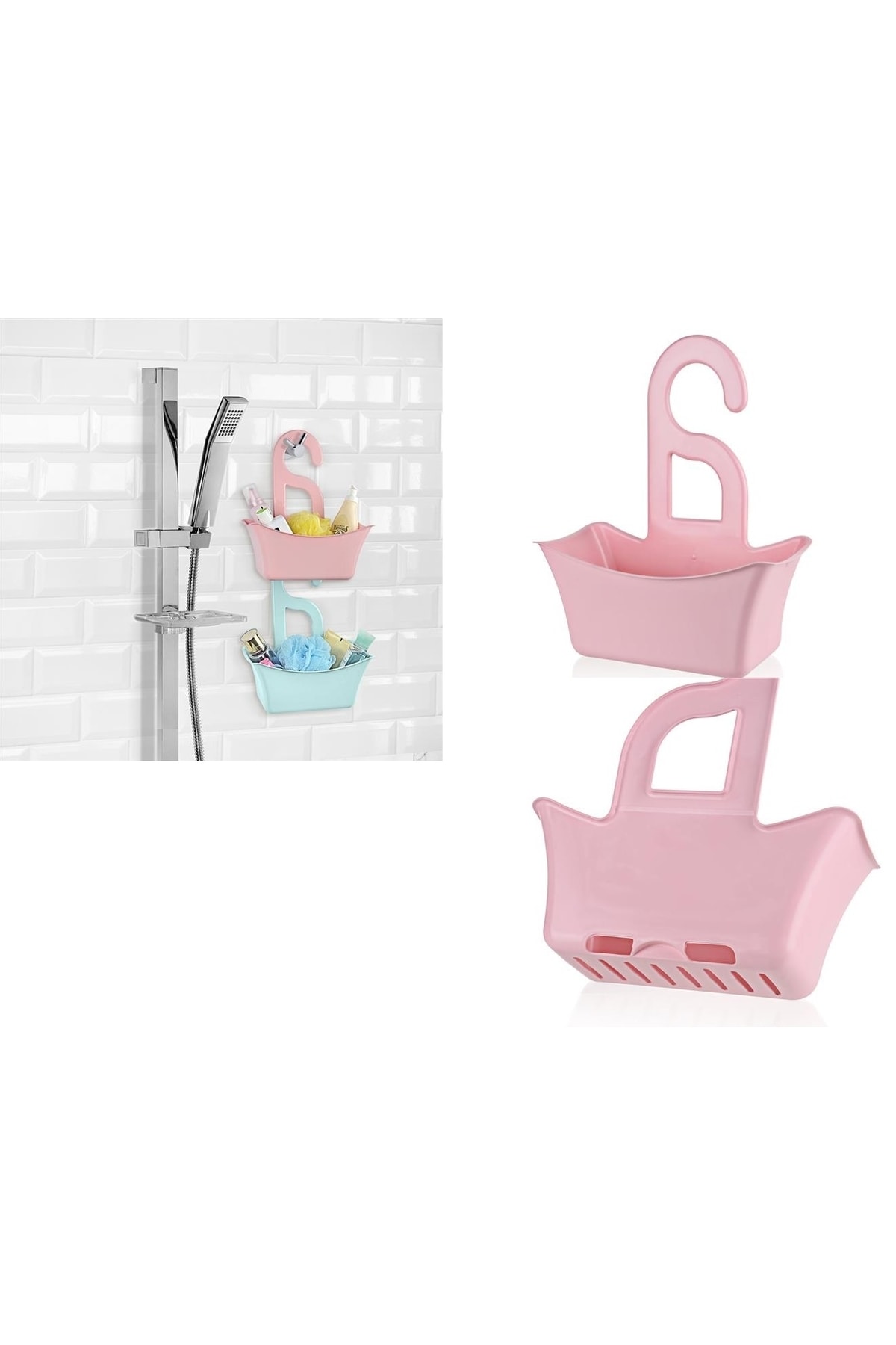 MAGİTOPTAN Banyo Sepeti Delikli Sepet Çok Amaçlı Sabun Şampuan Tutucu Raf