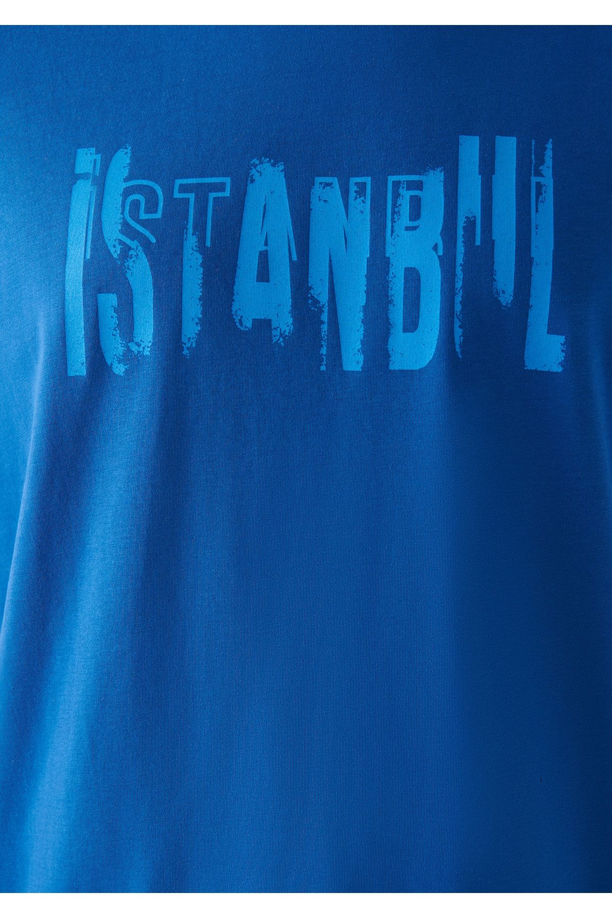 Mavi تی شرت کاشی چاپی استانبول مناسب / برش معمولی 067116-80956