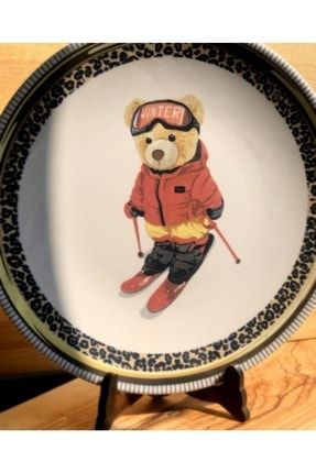 Kayakçı Teddy Bear Desen 20 Cm Porselen Tabak 53103769