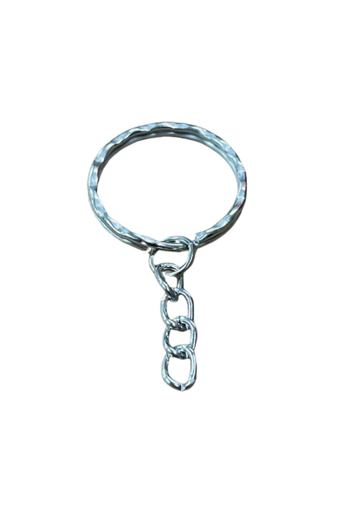 Keychain Ring Round Knurled 5cm - Chain 50pcs