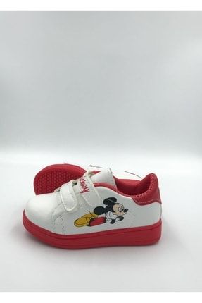 Md-01 Mickey Desenli Çocuk Spor Sneaker Günlük Cırtlı Spor Ayakkabı Beyaz-kırmızı EFL537MS20001