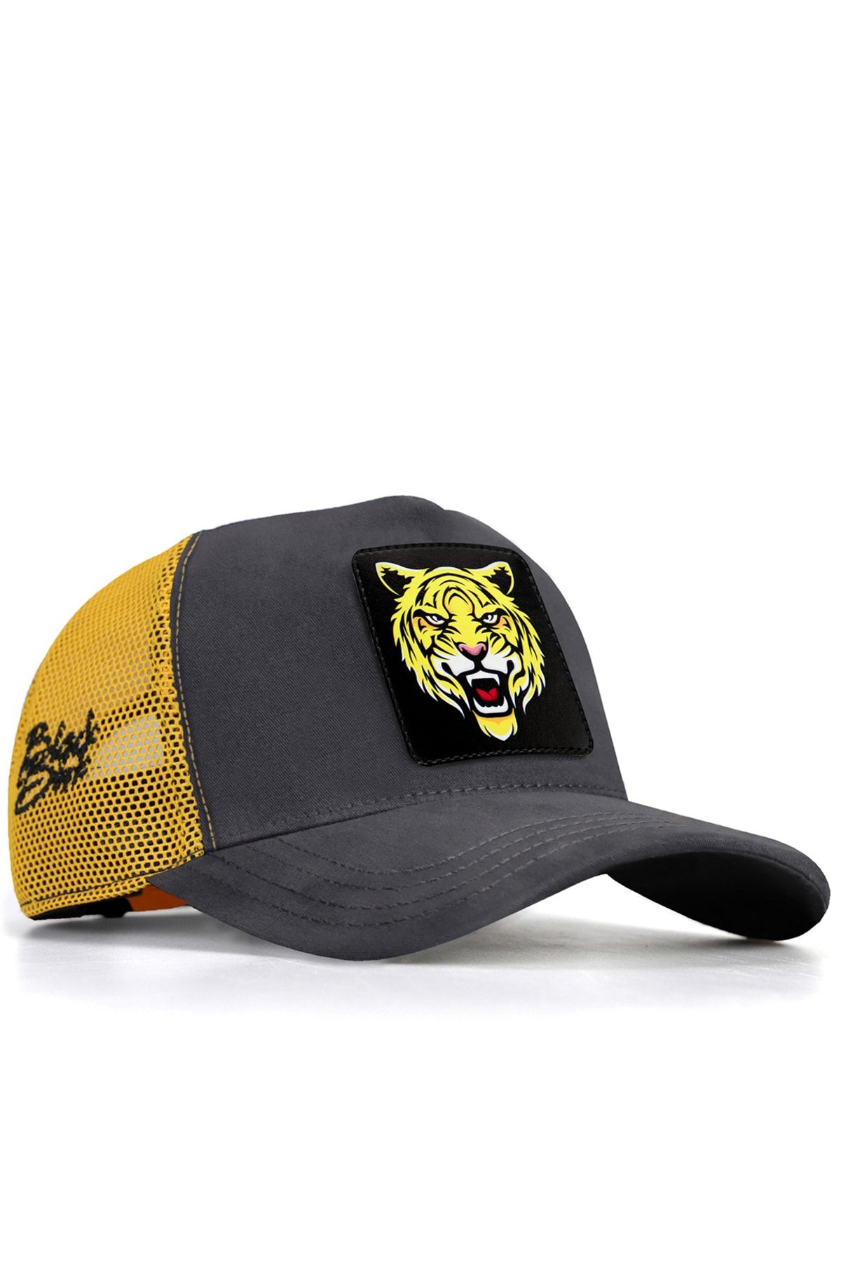 BlackBörk V1 Unisex Trucker Kaplan15 Hayvan Logolu Antrasit-Sarı Cap Şapka