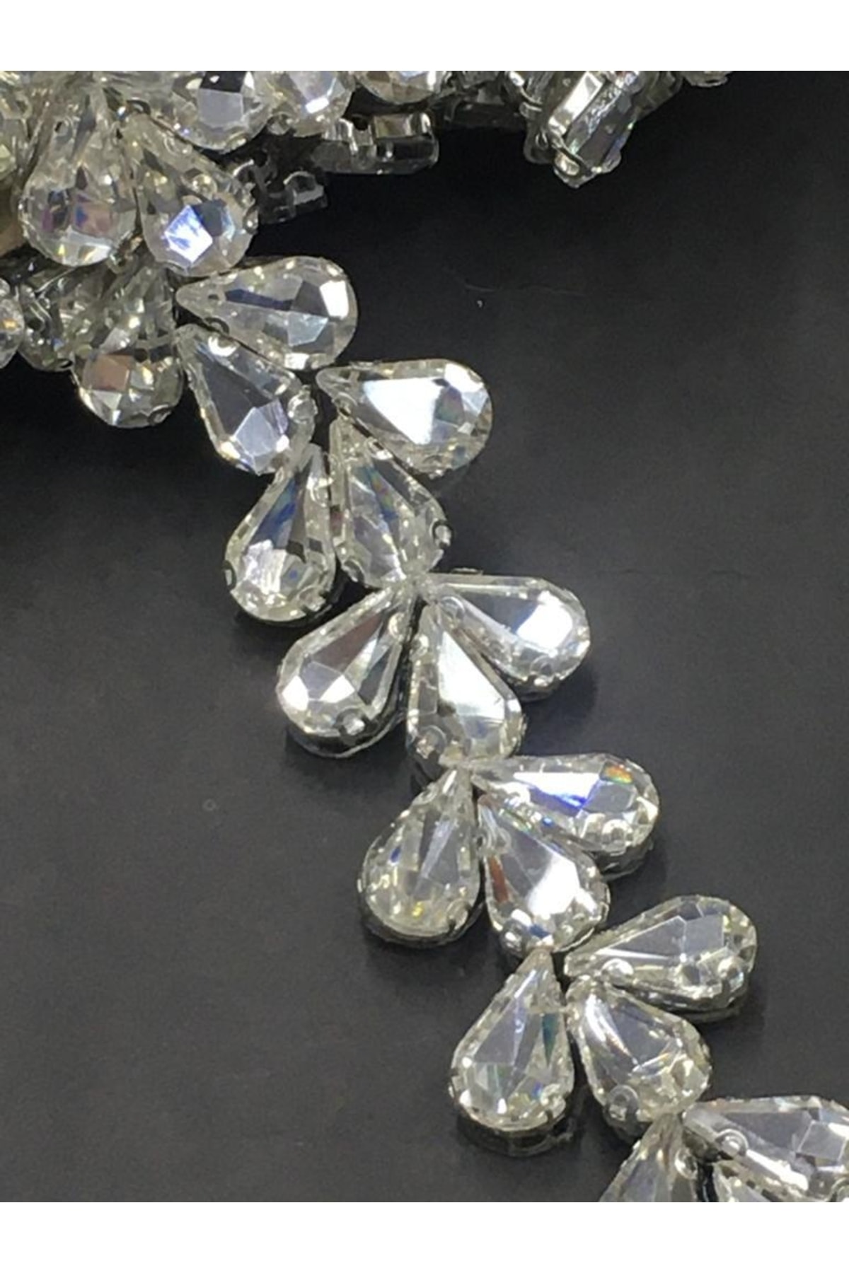 Iron-On Stone Strip Drop Model / 50 Cm / Silver