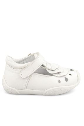 Hakiki Deri Beyaz Kız Bebek Ilk Adım Ayakkabı 106205KI
