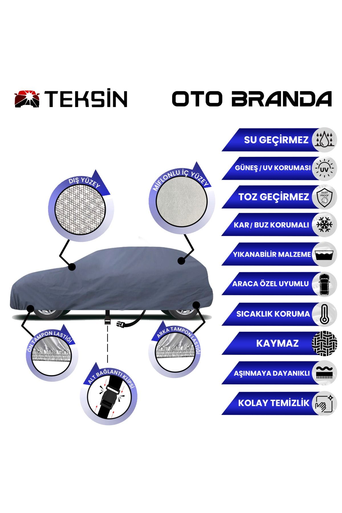 Teksin-Kia Picanto 2 (2011-2017) Car Cover with Miflon Waterproof Car Cover with UV Protector 2