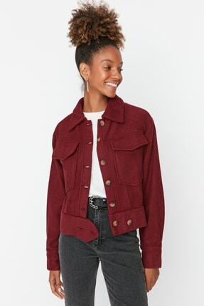 TRENDYOLMİLLA Bordo Düğmeli Ceket TWOAW21CE0020