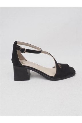 Siyah Nubuk Hakiki Deri Kadın Sandalet Chelsy P7850S4574