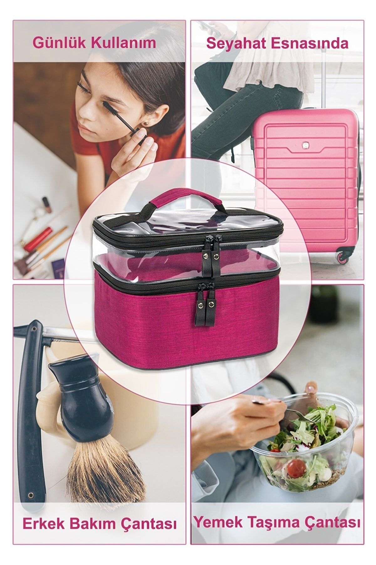 2 compartment top makeup bag