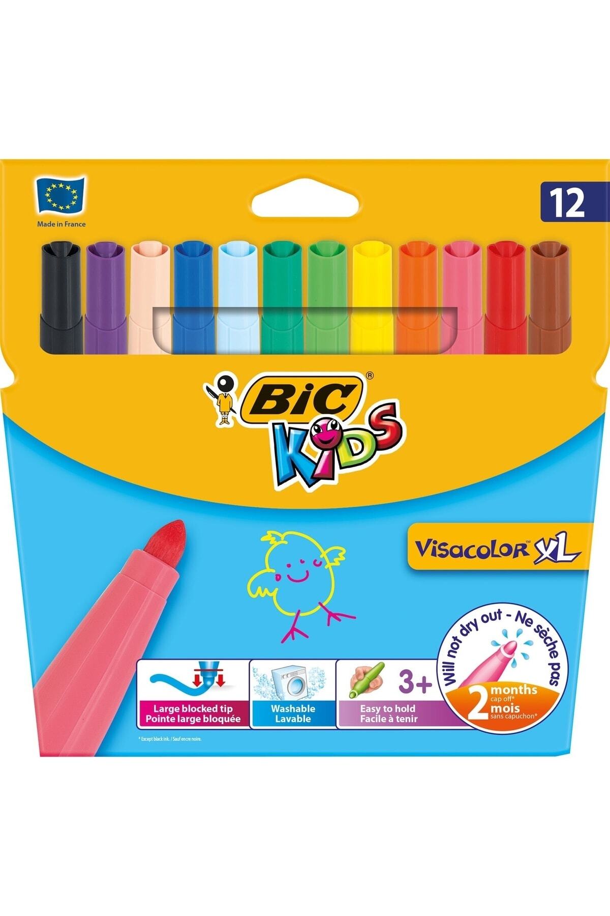 Bic Vısacolor Xl Jumbo Keçeli Kalem 12 Li Yıkanabilir Ecolutions