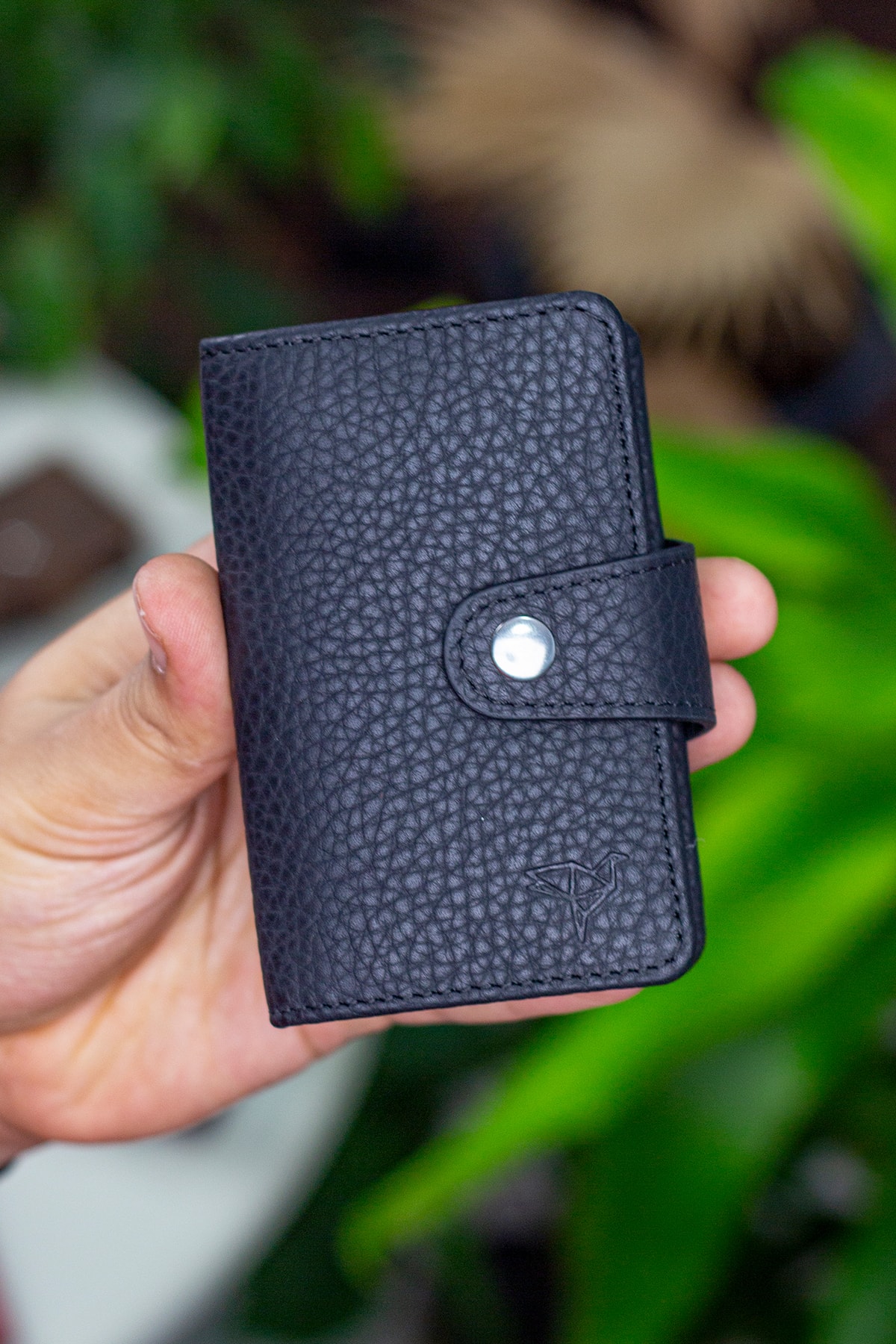 Garbalia  Adanus Hakiki Deri Siyah Akordiyon Kartlık - Görsel 3