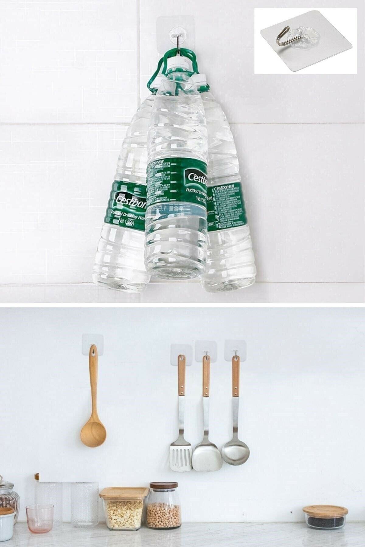 safestore-Super Strong Adhesive Water Resistant Transparent Hanger Set of 5 Reusable Hooks 7