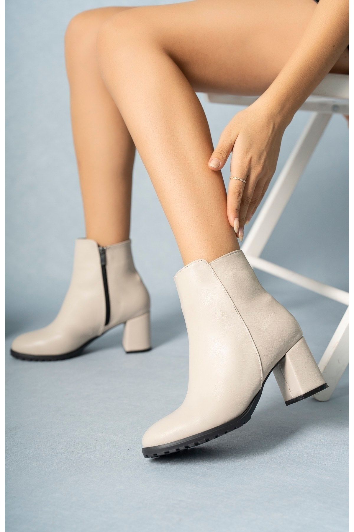 camaiore Women s Beige Classic Heeled Boots Daily Office Boots
