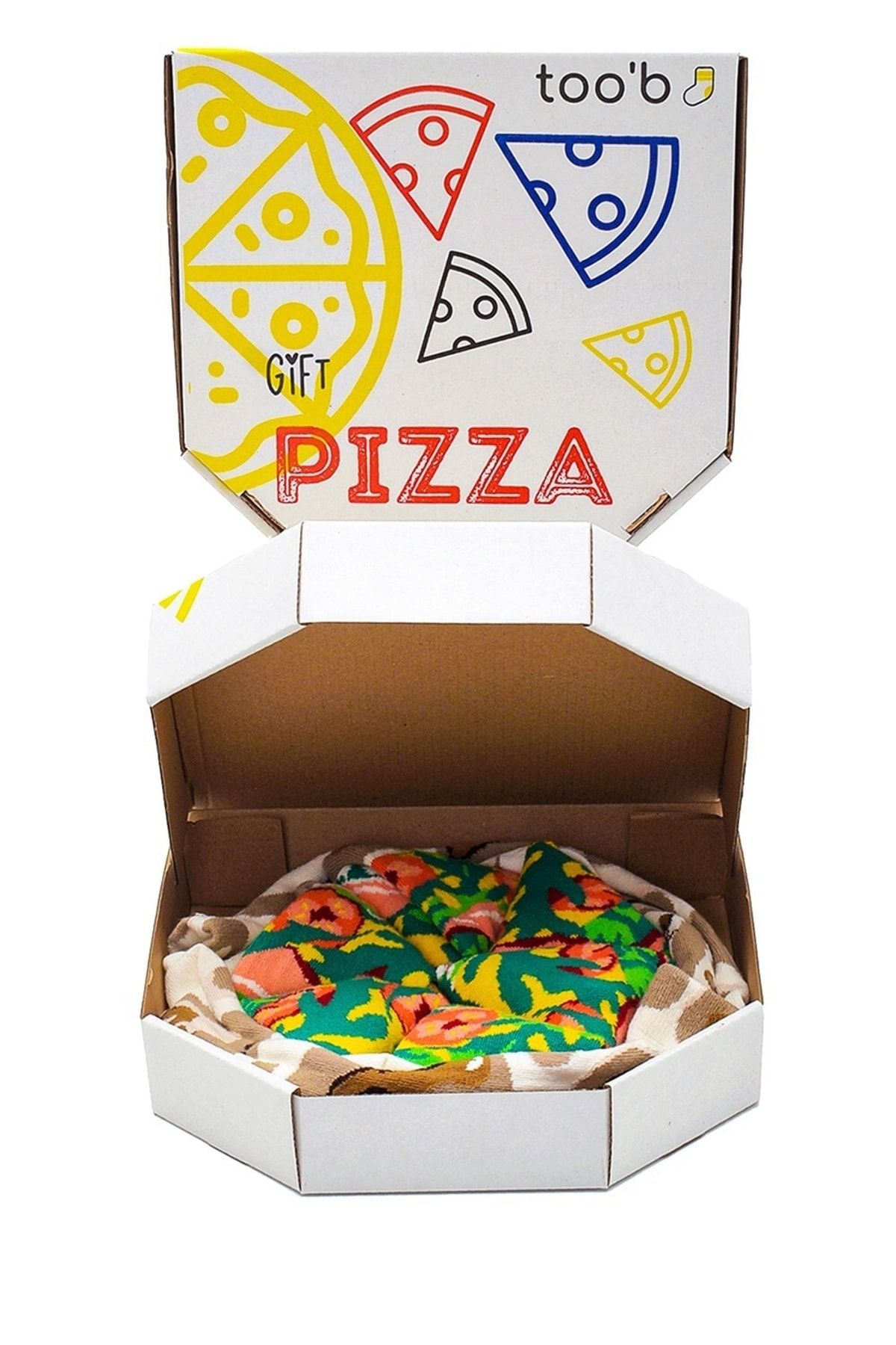 too'b-Șosete cadou cu model pizza italiană, 4 perechi colorate, șosete din bumbac în cutie specială 2