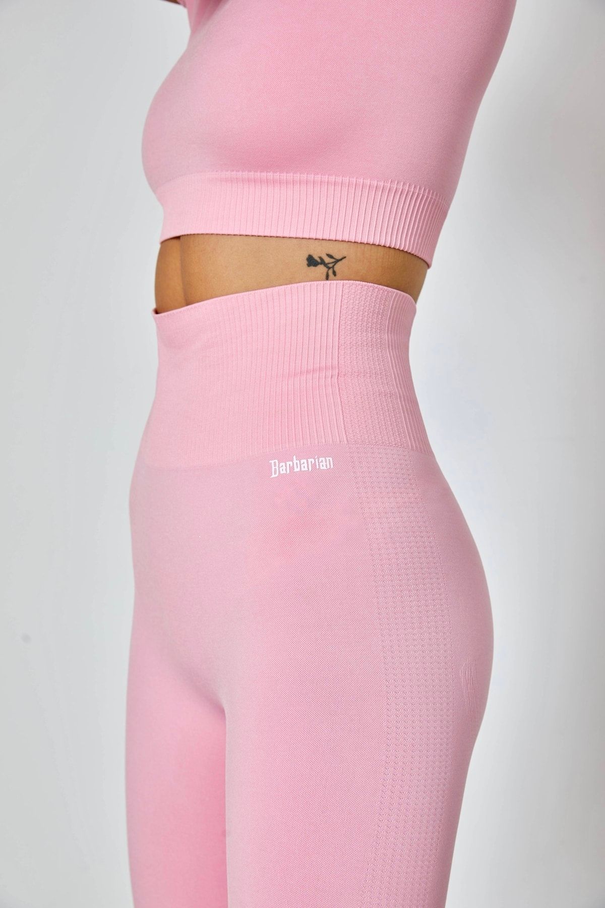 Pembe Yüksek Bel Push Up Etkili Toparlayıcı Tayt