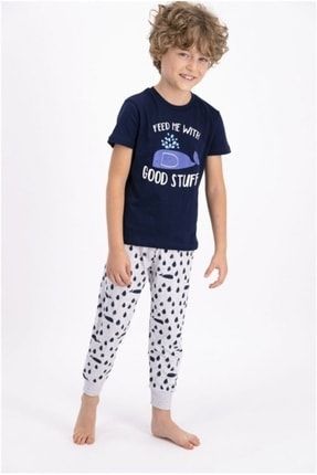 Erkek Çocuk Lacivert Kısa Kol Pijama Takımı RP2320