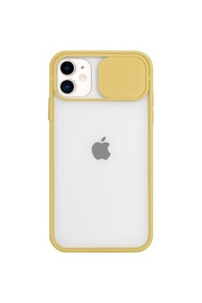 Iphone 12 Mini 5.4'' Uyumlu Kamera Lens Korumalı Sürgülü Lüx Sarı Kılıf ZÇ-08-İPHONE-12MİNİ