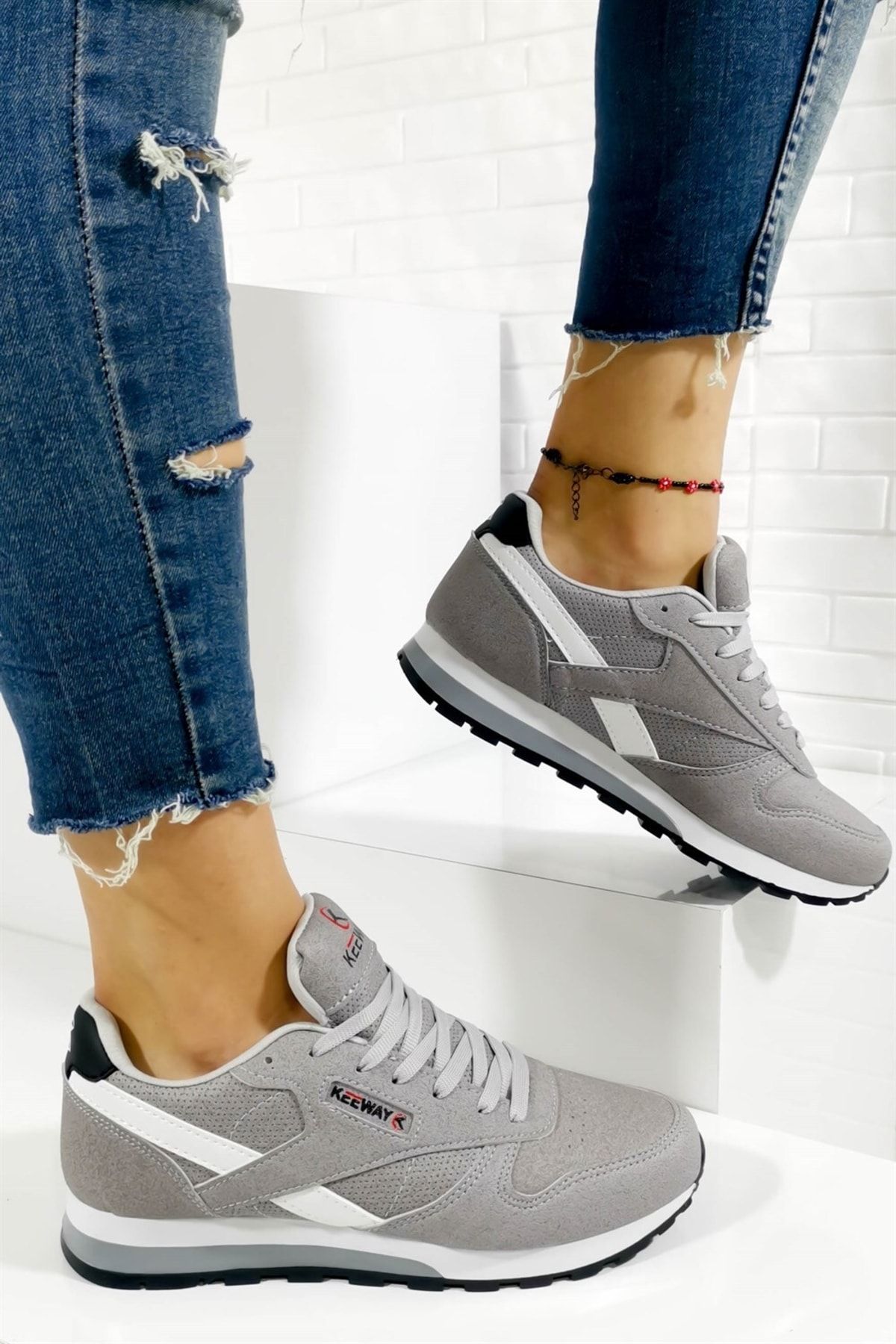 Aymood Gri - Bağcıklı Rahat Spor Ayakkabı
