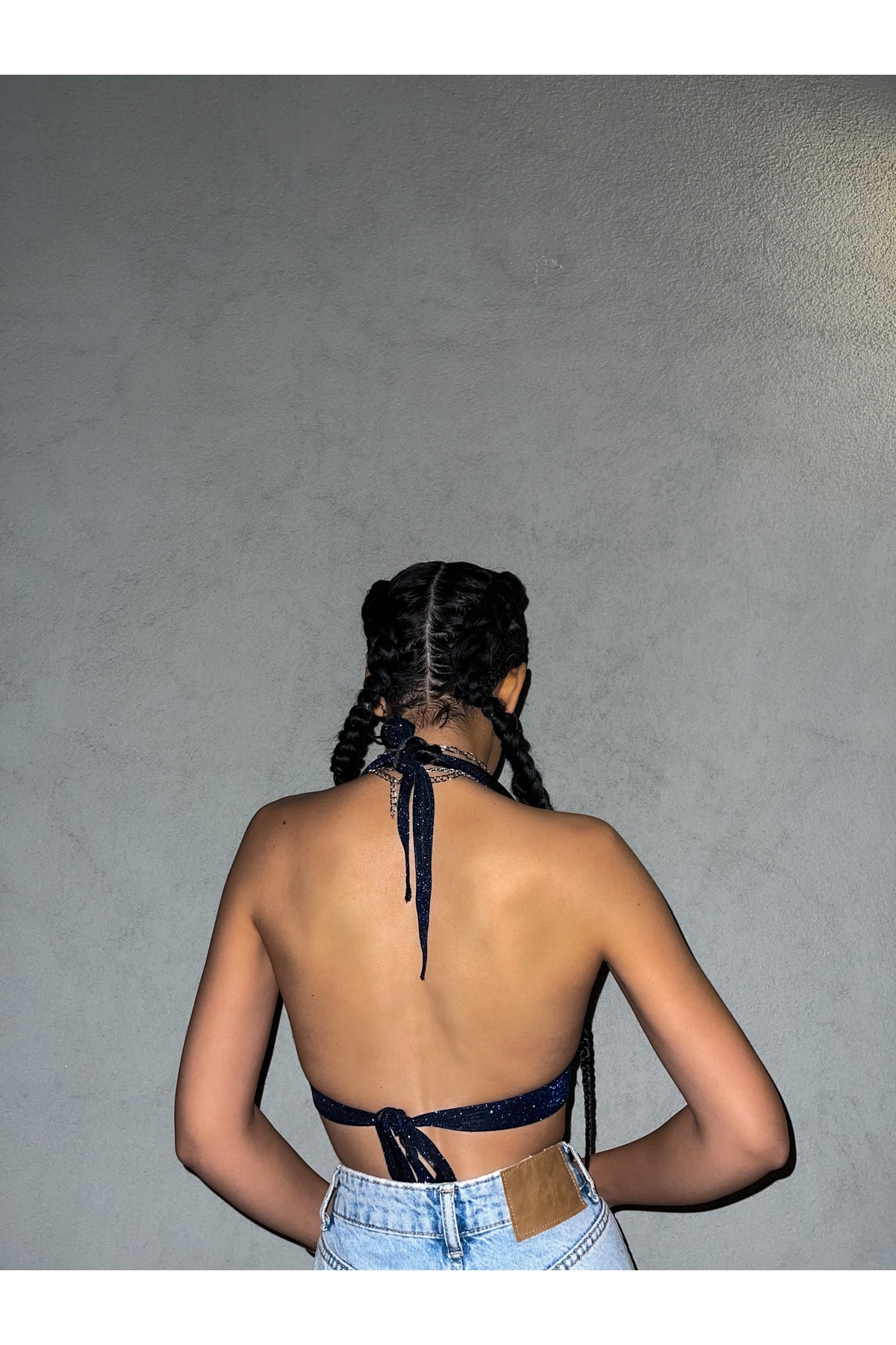 Gülşah Evecen  Özel Tasarım Lacivert Rose Büstiyer - Görsel 3