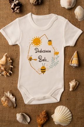 Özel Tasarım Dedesinin Balı Bebek Body Beyaz Badi Zıbın OVEROZBABY5162
