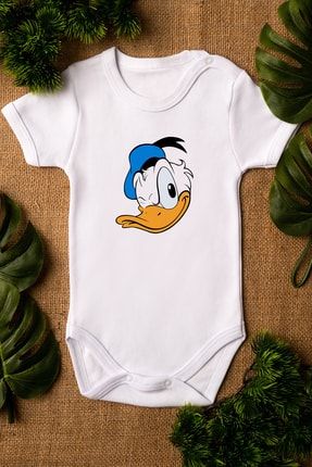 Özel Tasarım Donald Duck Bebek Body Beyaz Badi Zıbın 5220 OVEROZBABY5220