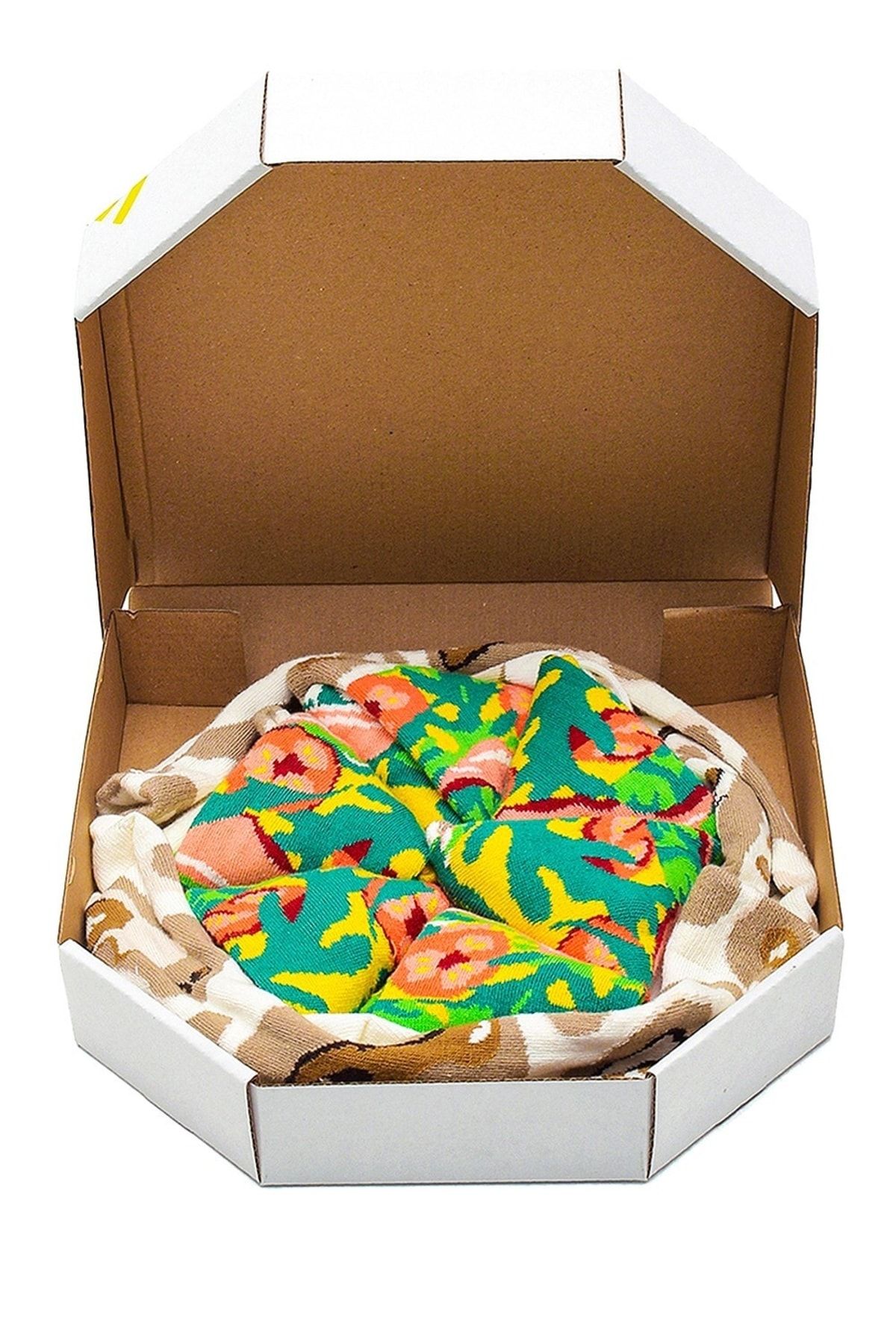 too'b-Șosete cadou cu model pizza italiană, 4 perechi colorate, șosete din bumbac în cutie specială 3