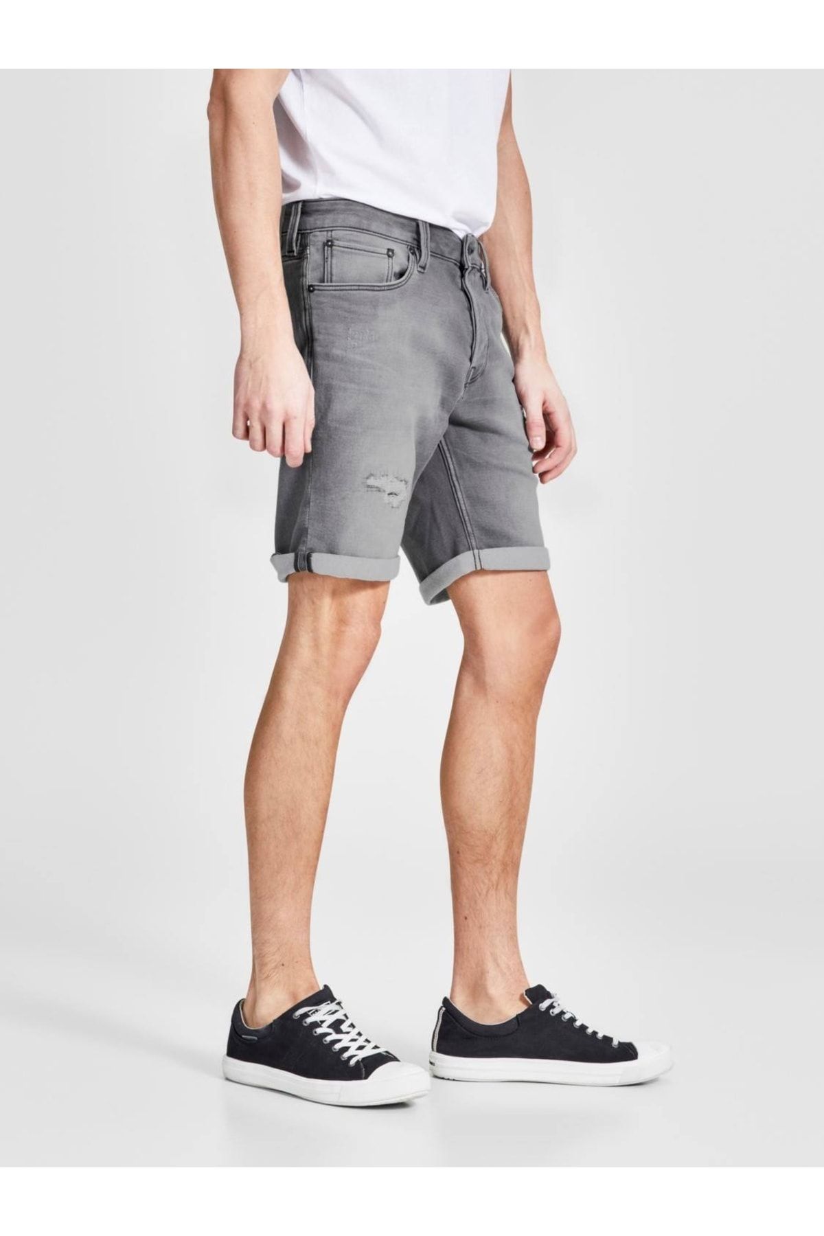 Jack Jones Jack Jones Men s Ripped Patterned Denim Shorts