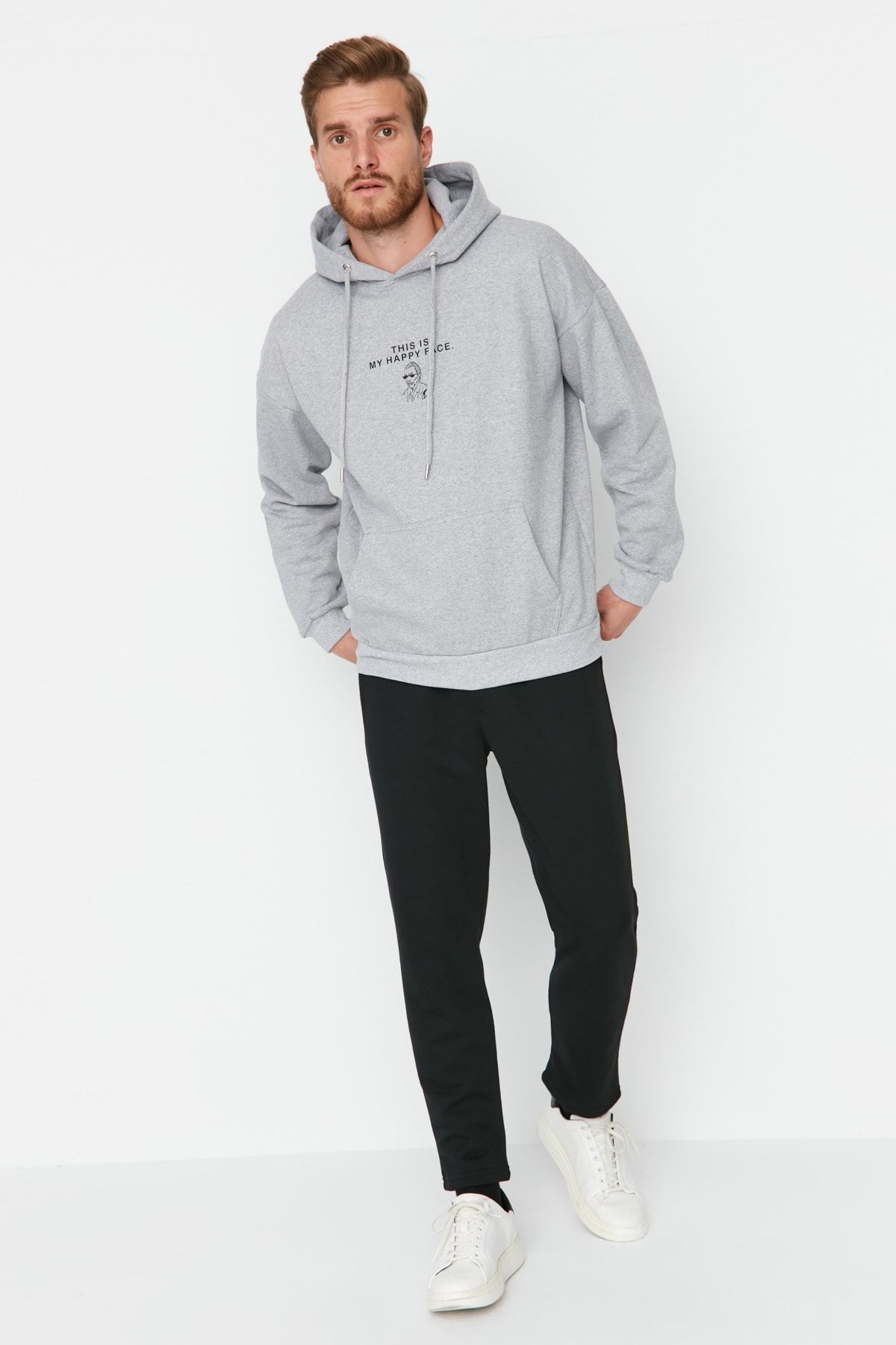 Trendyol Collection-Pantaloni de trening pentru bărbați, negri, cu ajustare normală TMNAW23EA00060 3