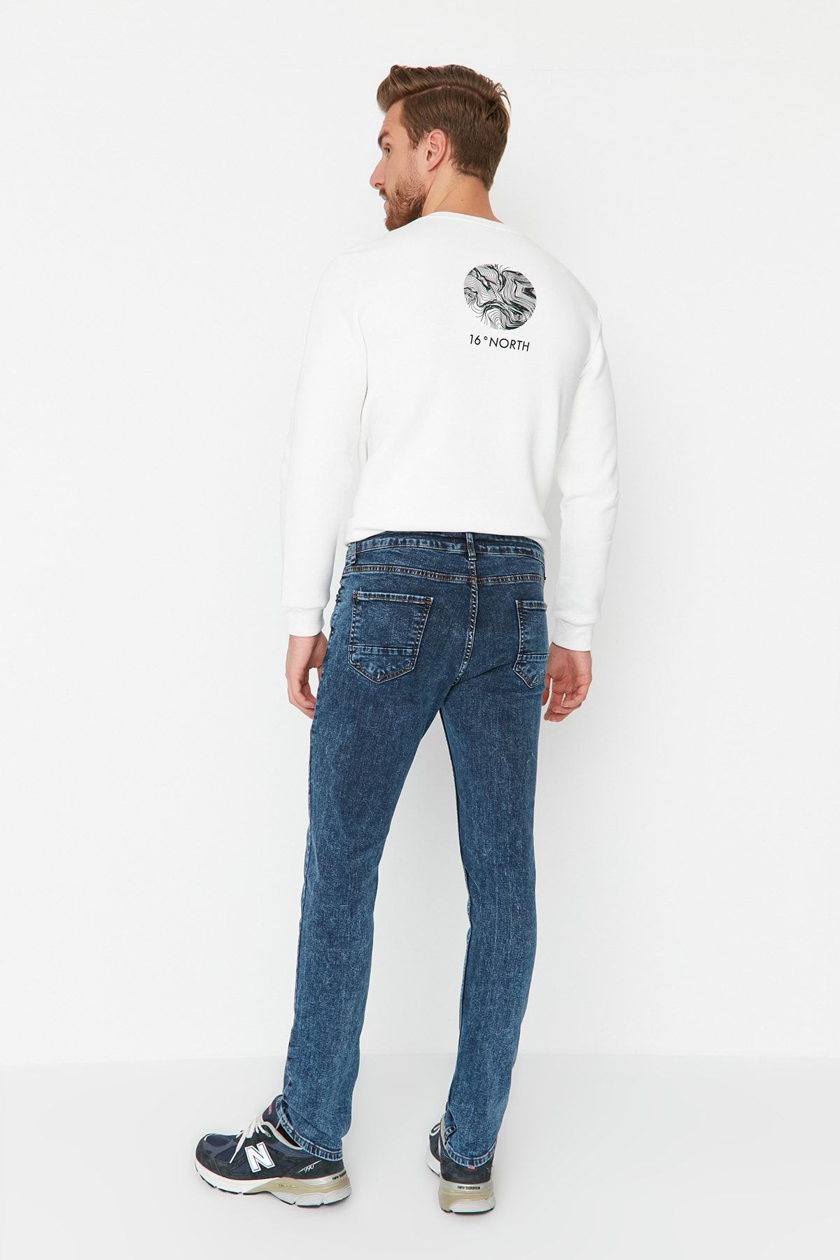TRENDYOL MAN Lacivert Erkek Esnek Kumaş Skinny Fit Jeans Kot Pantolon TMNAW23JE00090 ZN11632