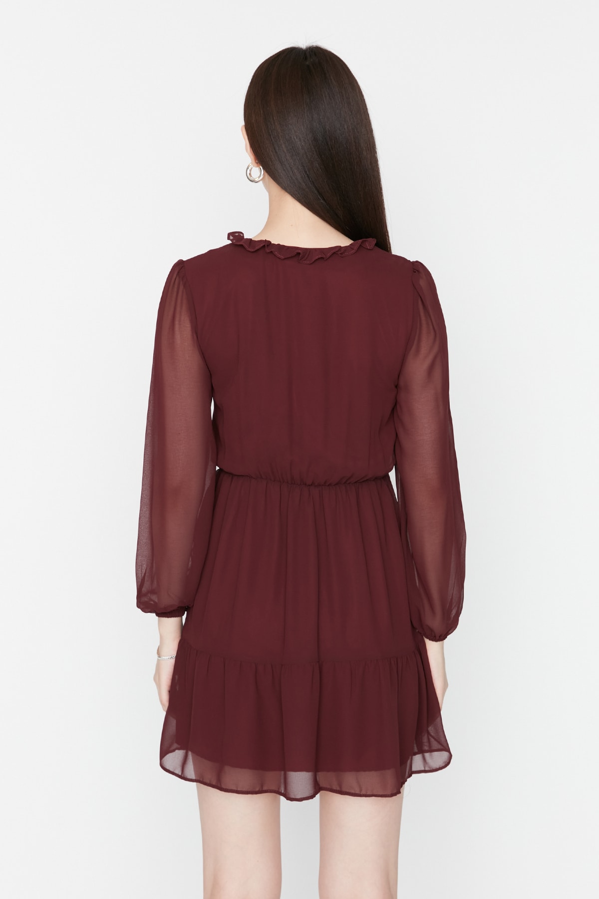 Trendyol Collection Kleid Bordeaux A-Linie Fast ausverkauft