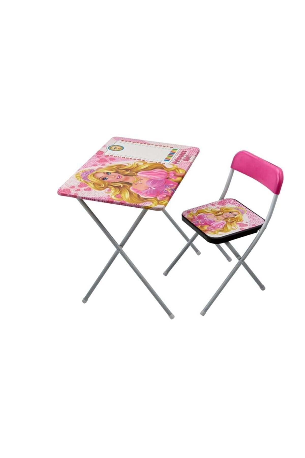 BEREN Prenses Çalışma Masası, Oyun Aktivite Masası, Kız Çocuk Pembe Masa Sandalye Seti