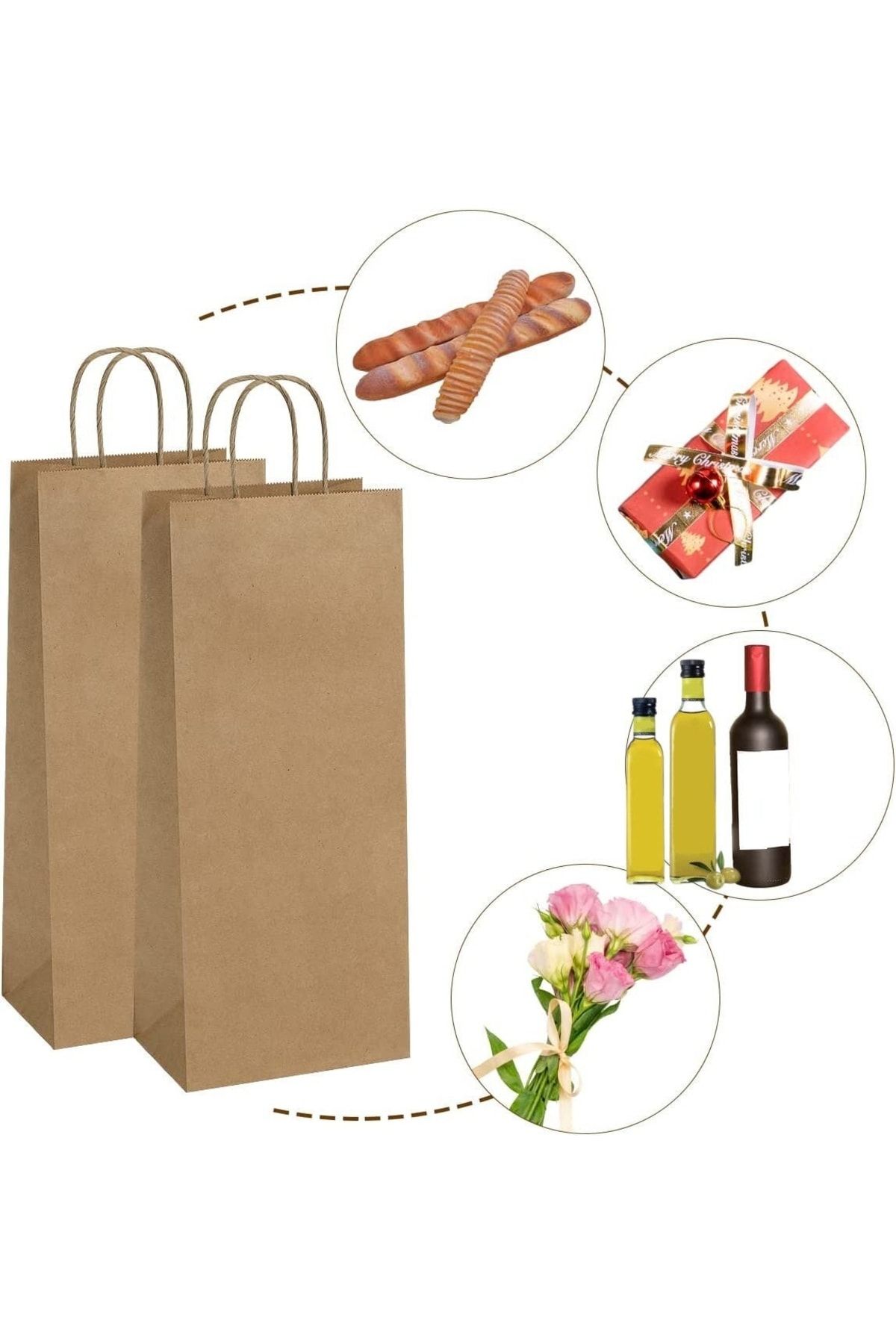 roco paper Pungă Pentru Sticle Kraft – Pungă Pentru Sticle Din Hârtie Cadou – 25 Bucăți – 17x38x7 Cm - One Size