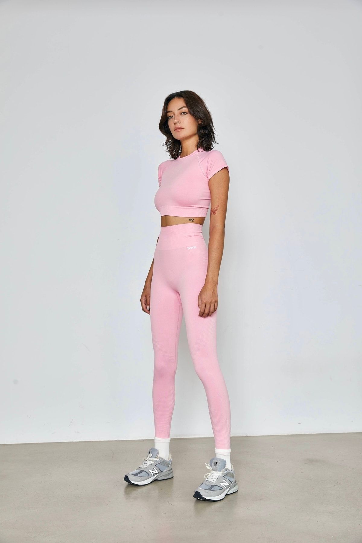 Pembe Yüksek Bel Push Up Etkili Toparlayıcı Tayt