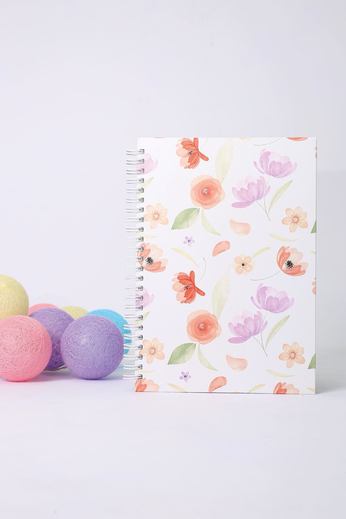 paperlab-A5 Poppy Patterned Spiral Hard Cover Unlined Notebook 2