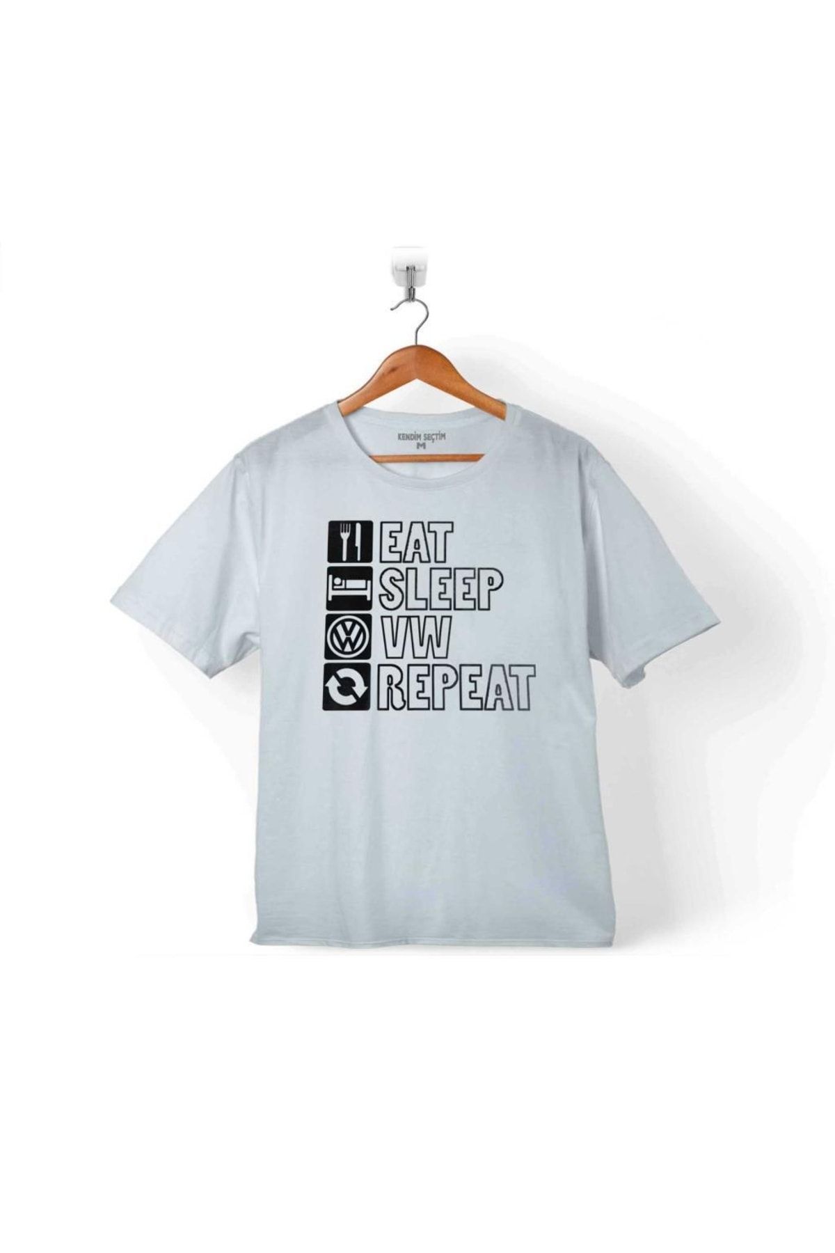 Kendim Se tim Men s White Eat Sleep Volkwagen Vw Repeat R Line R