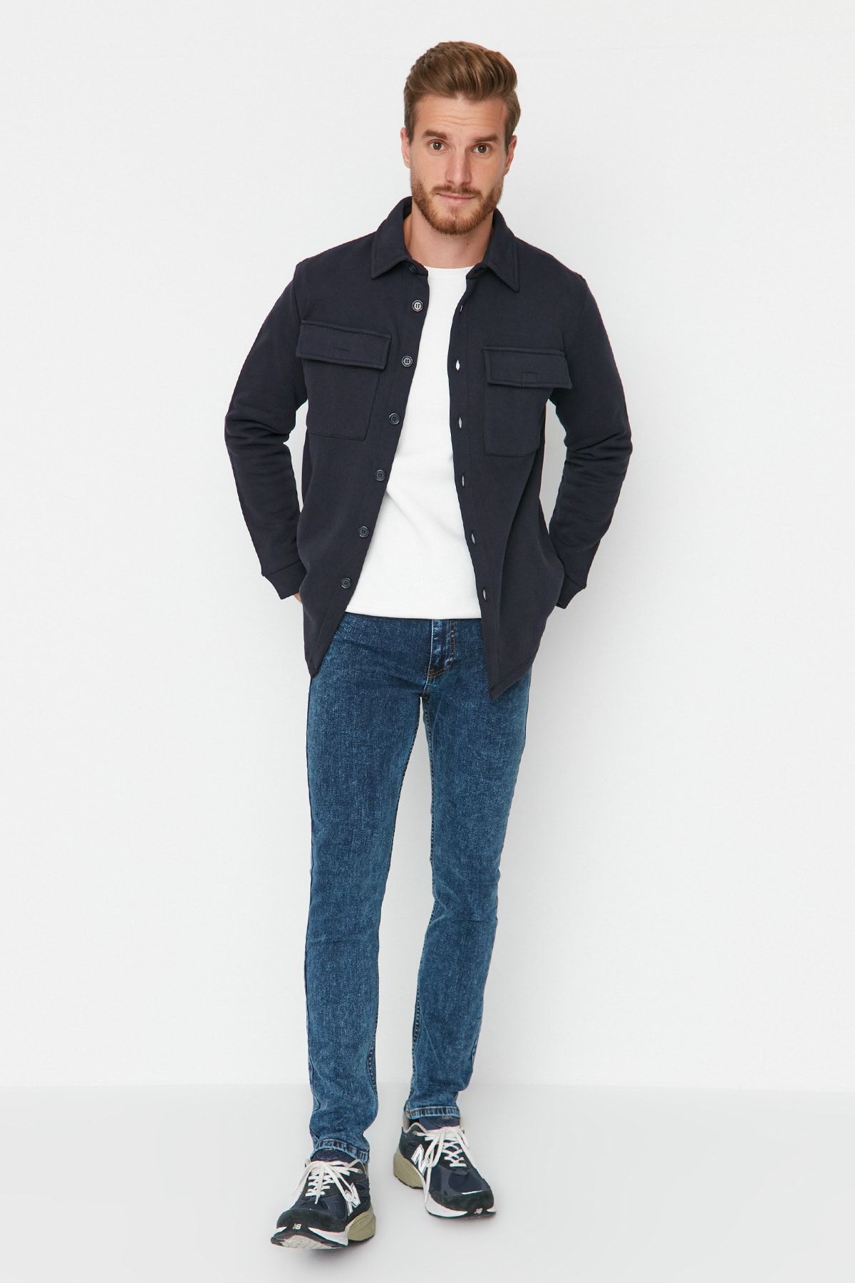 TRENDYOL MAN Lacivert Erkek Esnek Kumaş Skinny Fit Jeans Kot Pantolon TMNAW23JE00090 ZN11632