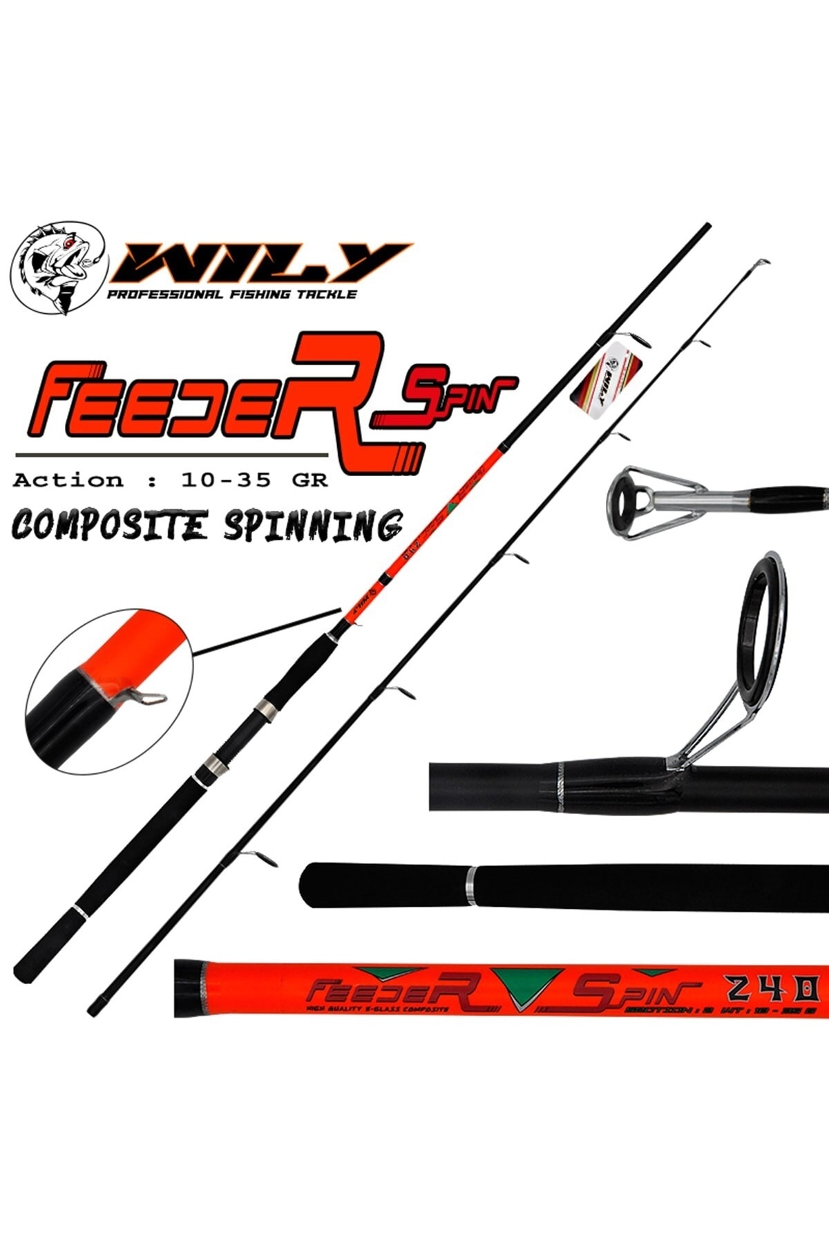 Feeder Model Fishing Spin Fishing Rod 240 Cm 10 - 35 Gr