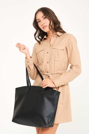 Simfa Kadın Fermuarlı Deri Tote / Omuz Çantası