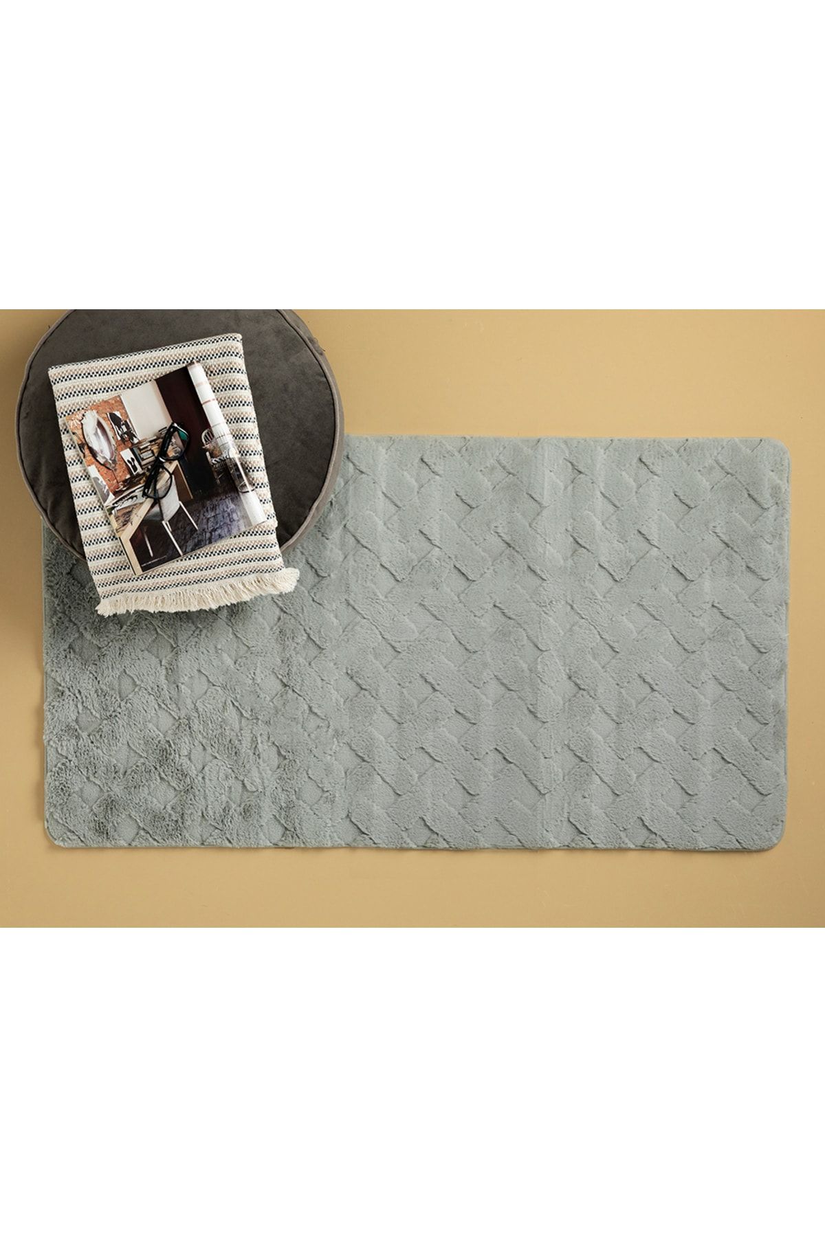 English Home Rabbit Grid Halı 80x150 Cm Gri