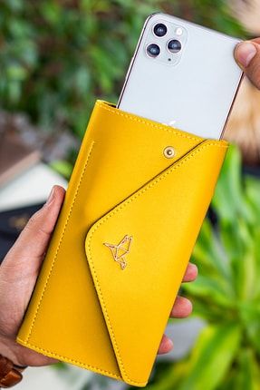 Envelope Telefon Ve Bozuk Para Bölmeli Zarf Model Sarı Kadın Cüzdan ENVELOPE1001