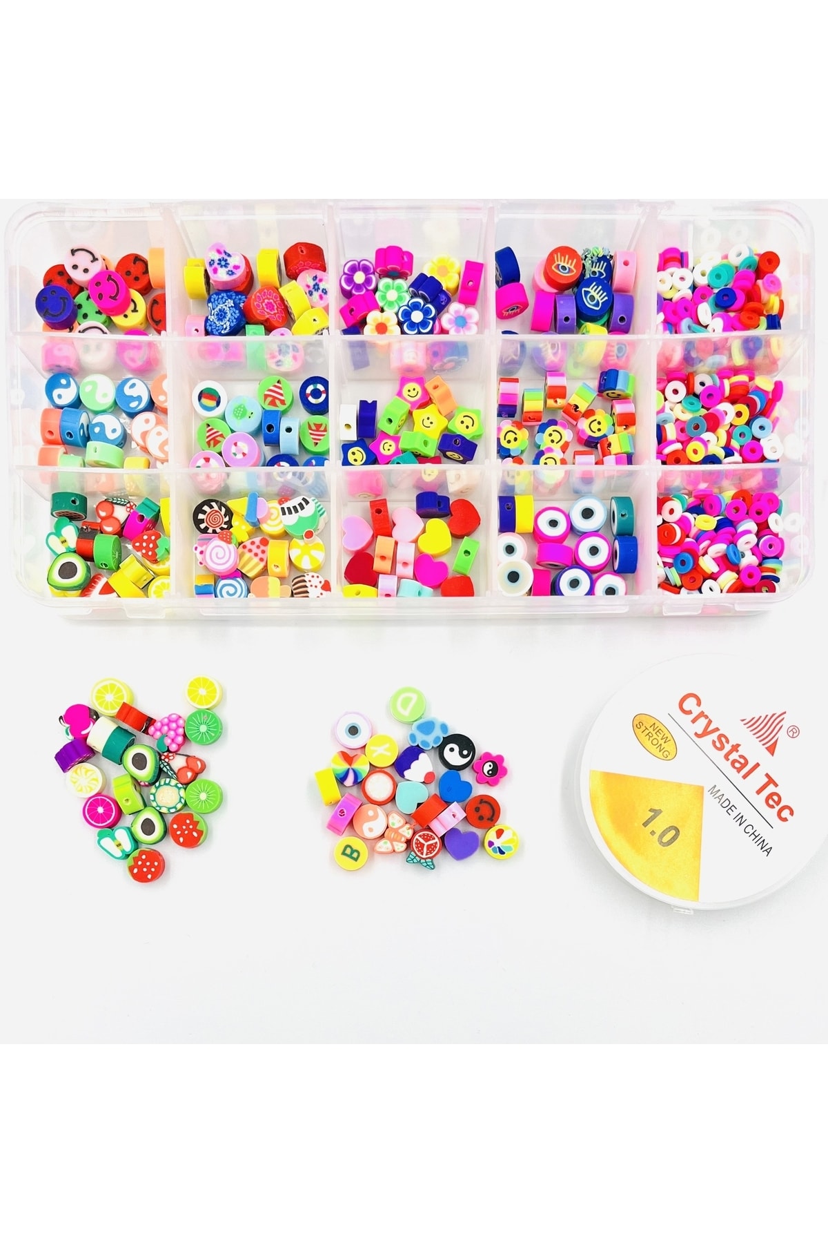 225 Pieces of Fimo Beads and Fimo Sequins Jewelry Materials