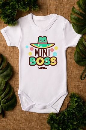 Özel Tasarım Mini Boss Bebek Body Beyaz Badi Zıbın 5145 OVEROZBABY5145