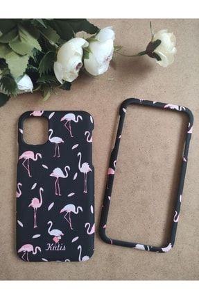 Iphone 11 Uyumlu Kutis 360 Ön Arka Full Korumalı Flamingo Desenli Kılıf 21IP11360KTSPMB20