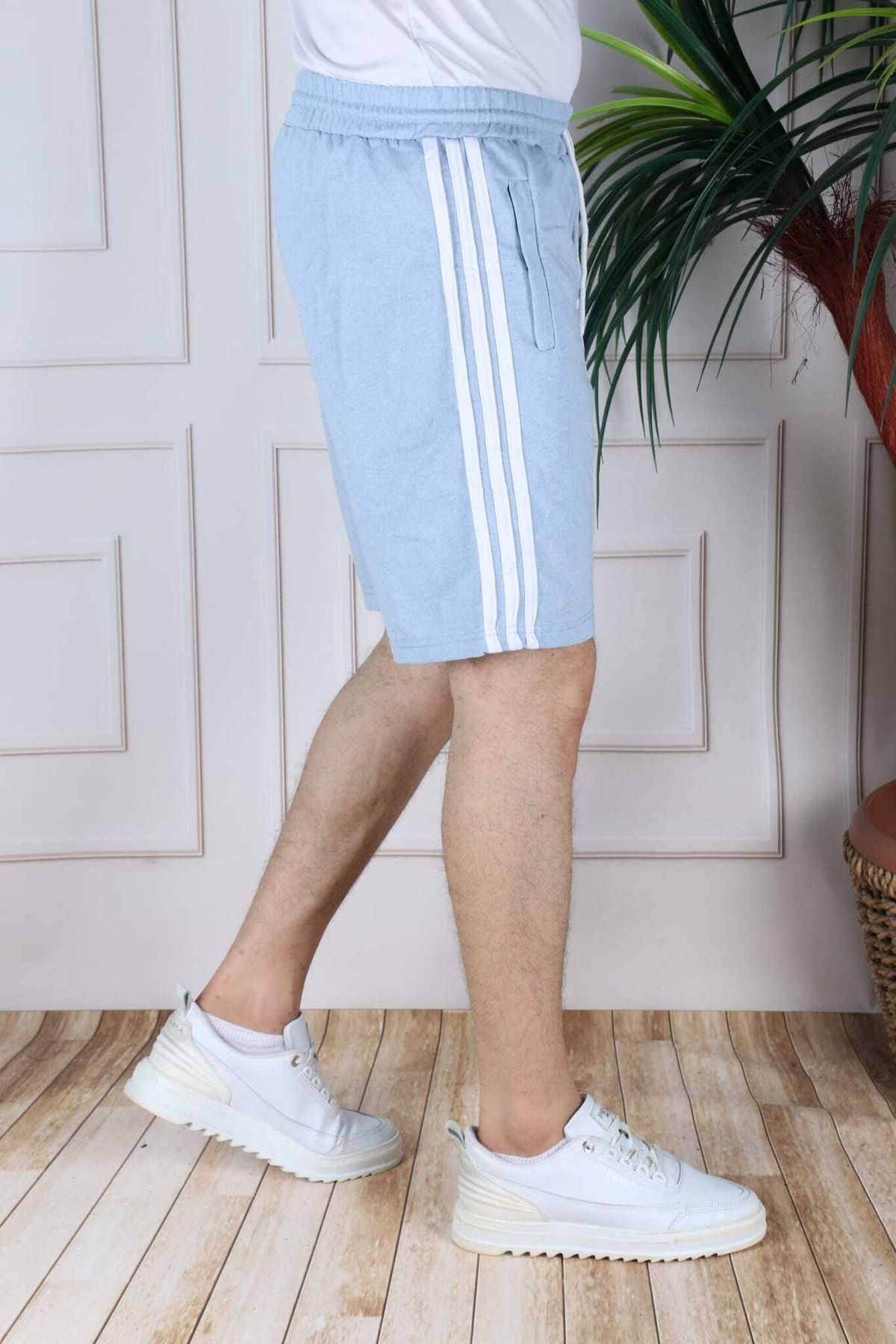 golden toptan Baby Blue Striped Shorts Trendyol