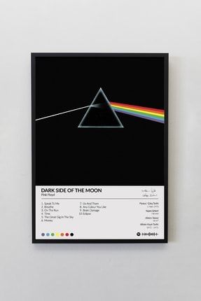 Pink Floyd Dark Side Of The Moon Albümü Siyah Çerçeveli Spotify Barkodlu Albüm Tablo PFDSOTM00001