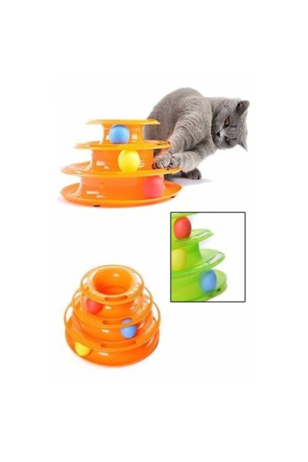 Buffer-Fun Three-Layer Cat Toy Set Toy and Practical Cat Hair Scratching and Crawling Apparatus 2