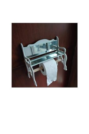 Aynalı Wc Kağıtlık Tuvalet Kağıtlığı Ahşap Havluluk Peçetelik Beyaz cc02255478455122